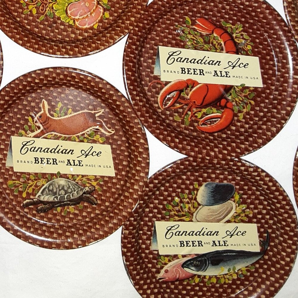 Canadian Ace Brand Beer * Chicago * Tip Tray * Tin Coasters * EUC * 11 Coasters
